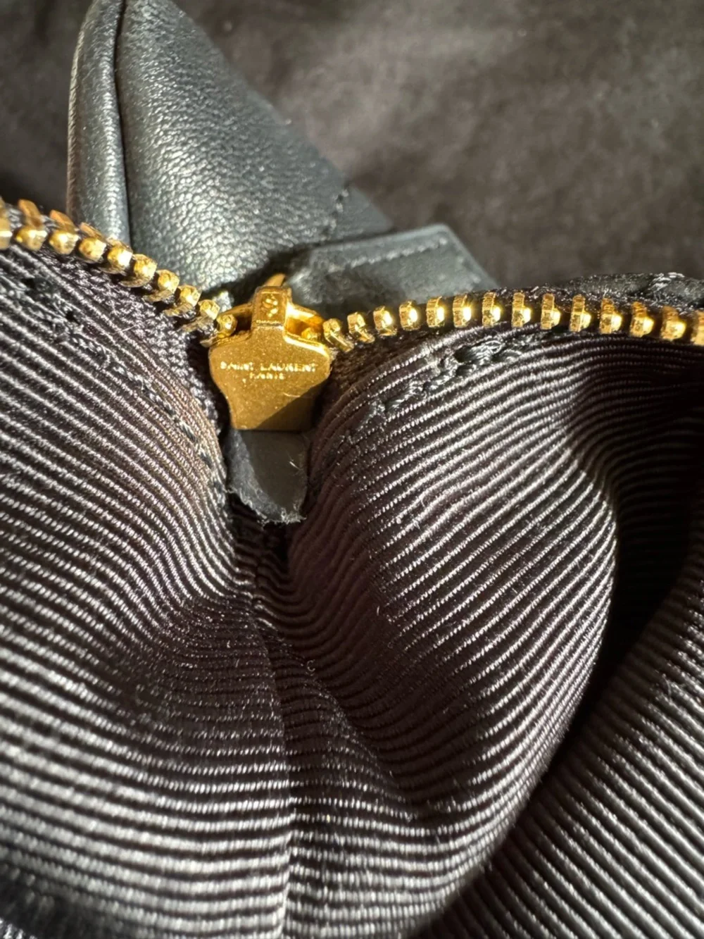 YSL Saint Laurent Jamie Pochon Black Leather Wristlet Clutch with Gold Hardware - Picture 7 of 16